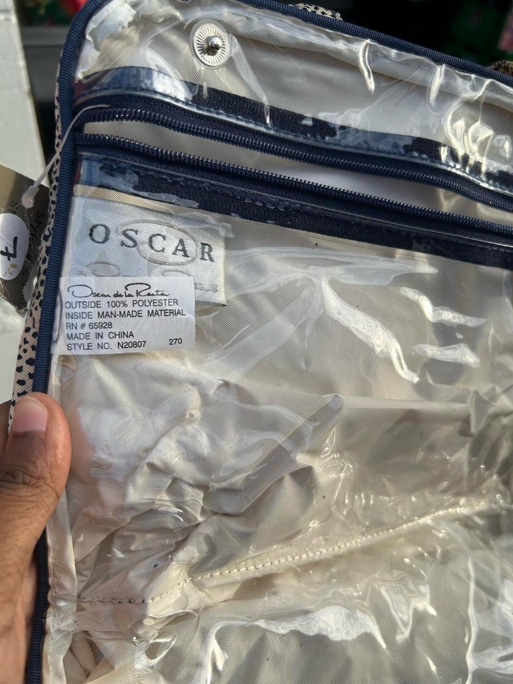 Vintage Oscar de la Renta Travel Cosmetic Bag Clear Zip Toiletry Leopard Print - Picture 6 of 8